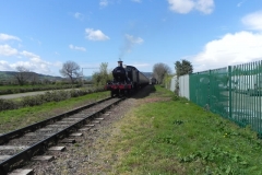 73. Steam Train approaching Dunster station near River Avill