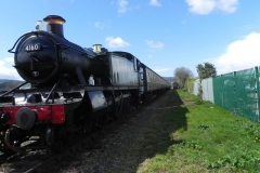 74. Steam Train approaching Dunster station near River Avill